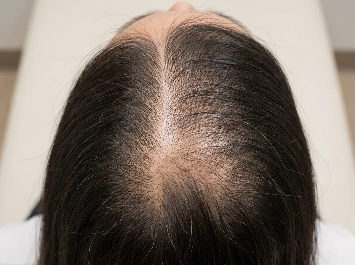 Female crown area before treatment