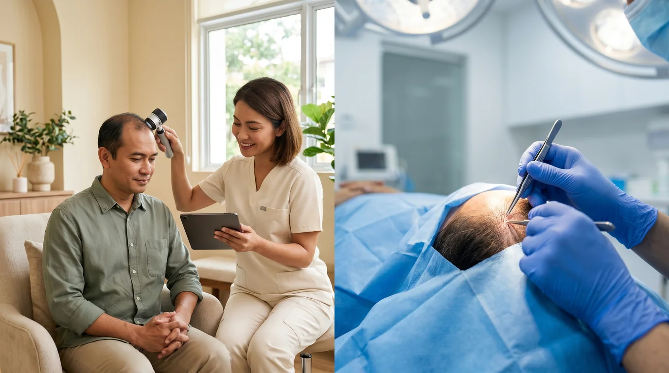 Comparing hair transplant surgery vs medically-guided hair regrowth treatment in Kota Kinabalu