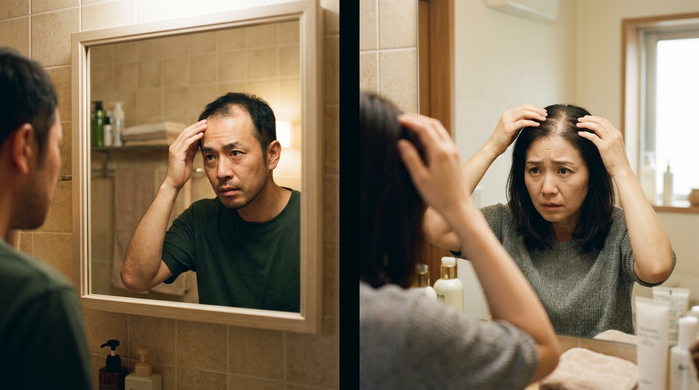 Perbandingan corak kehilangan rambut lelaki dan perempuan — MU Scalp Kota Kinabalu